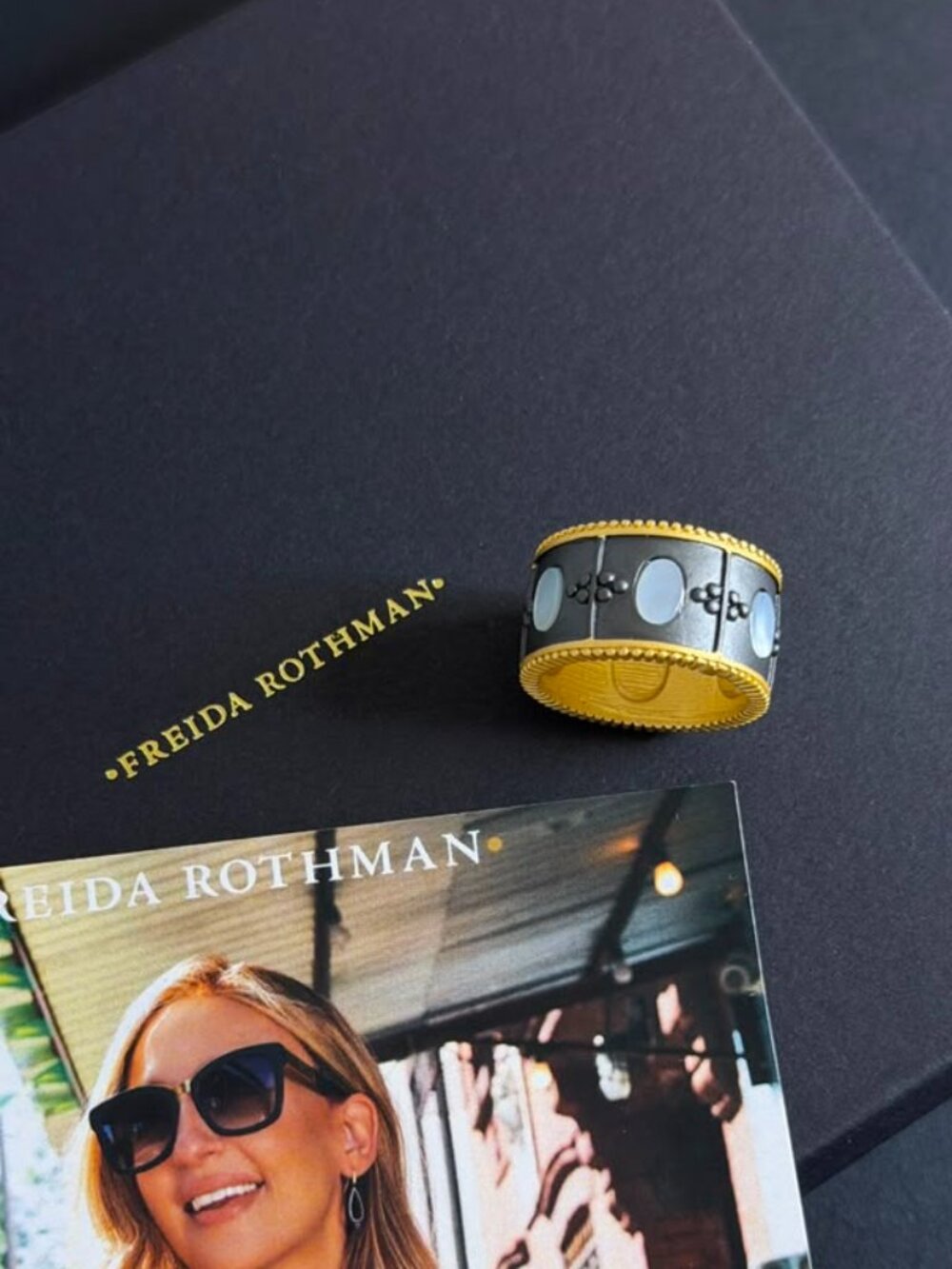 FREIDA ROTHMAN - Imperial Mother of Pearl Wide Band Ring - Size 9